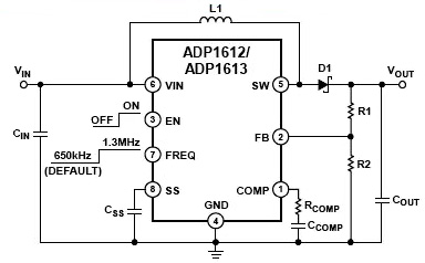 Analog Devices ADP1612/1613 boost configuration